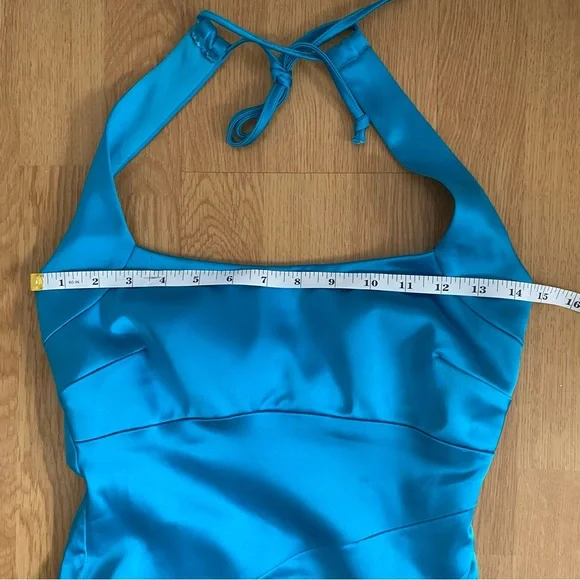 Cache Blue Satin Halter Dress Size 0 - Picture 4 of 8